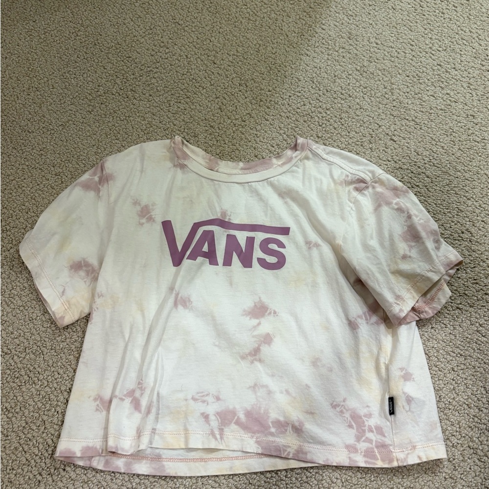 Vans Pink and Cream Short Sleeve Tee with Logo